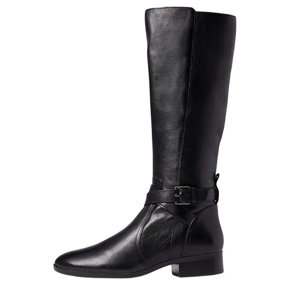Naturalizer Womens Rena Knee High Boots 8.5M WIDE CALF Black Leather NWOB
